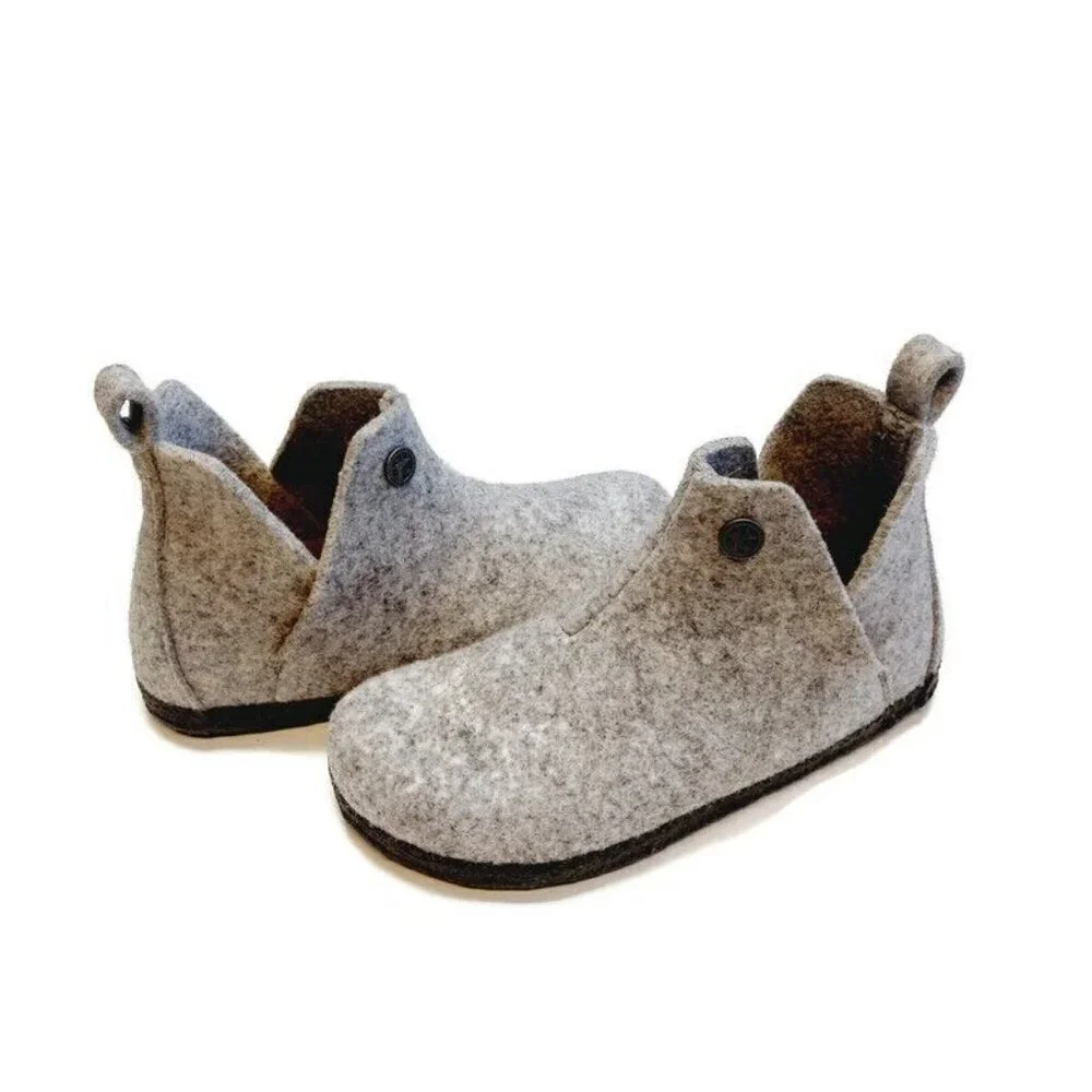 Birkenstock Andermatt Kids Slipper Bootie Size L1 EU 32 Wool Light Gray Narrow